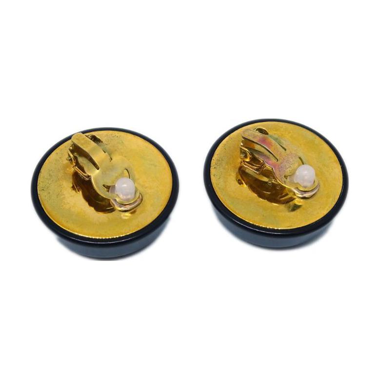 CHANEL 1993 Cc Button Clip on Earrings