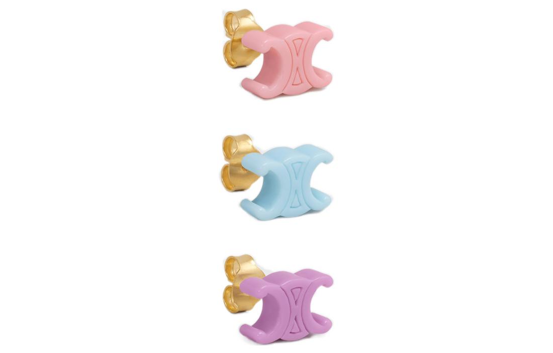 CELINE Brass Stud Earrings Women's