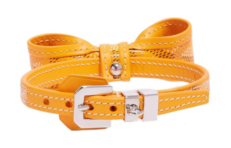 GOYARD OSCAR Goyardine Canvas With Clamecy Cow Leather Dog's Teeth Collar Bag Accessory Unisex Yellow