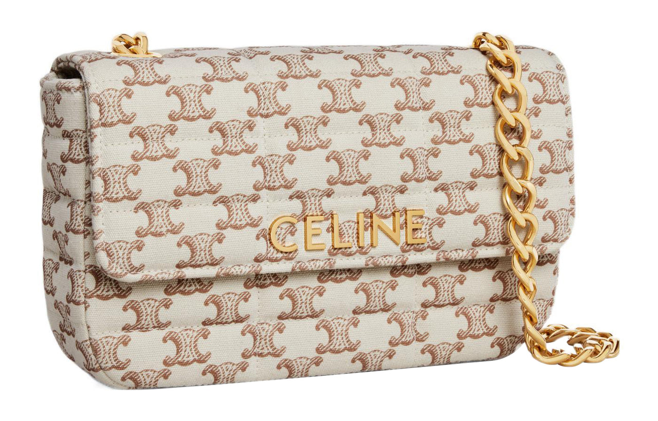 CELINE Canvas Bag, Crossbody Bag, Shoulder Bag Women's White & Brown