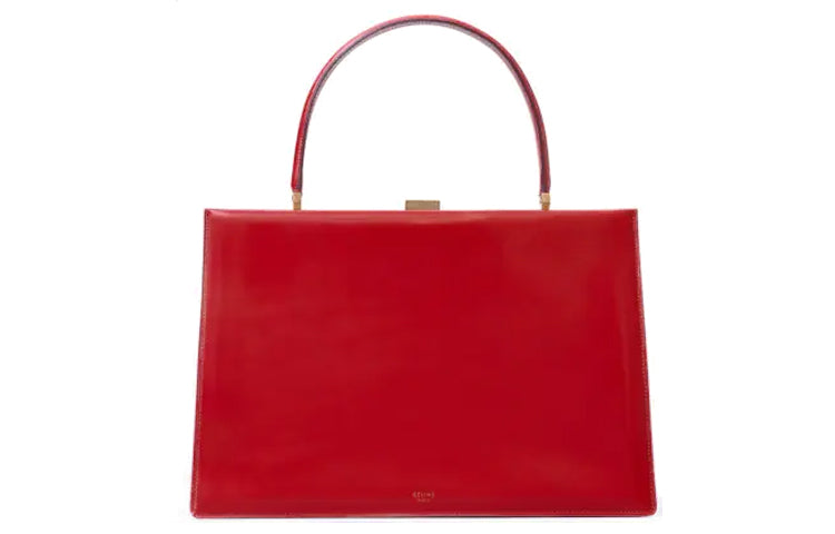 CELINE Clasp Calfskin One Shoulder Handbags Women's Crimson