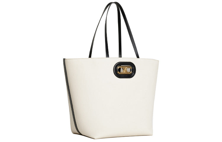 CELINE Fabric With Calfskin Portable Crossbody Bag Shoulder Bag Women's Natural/Black