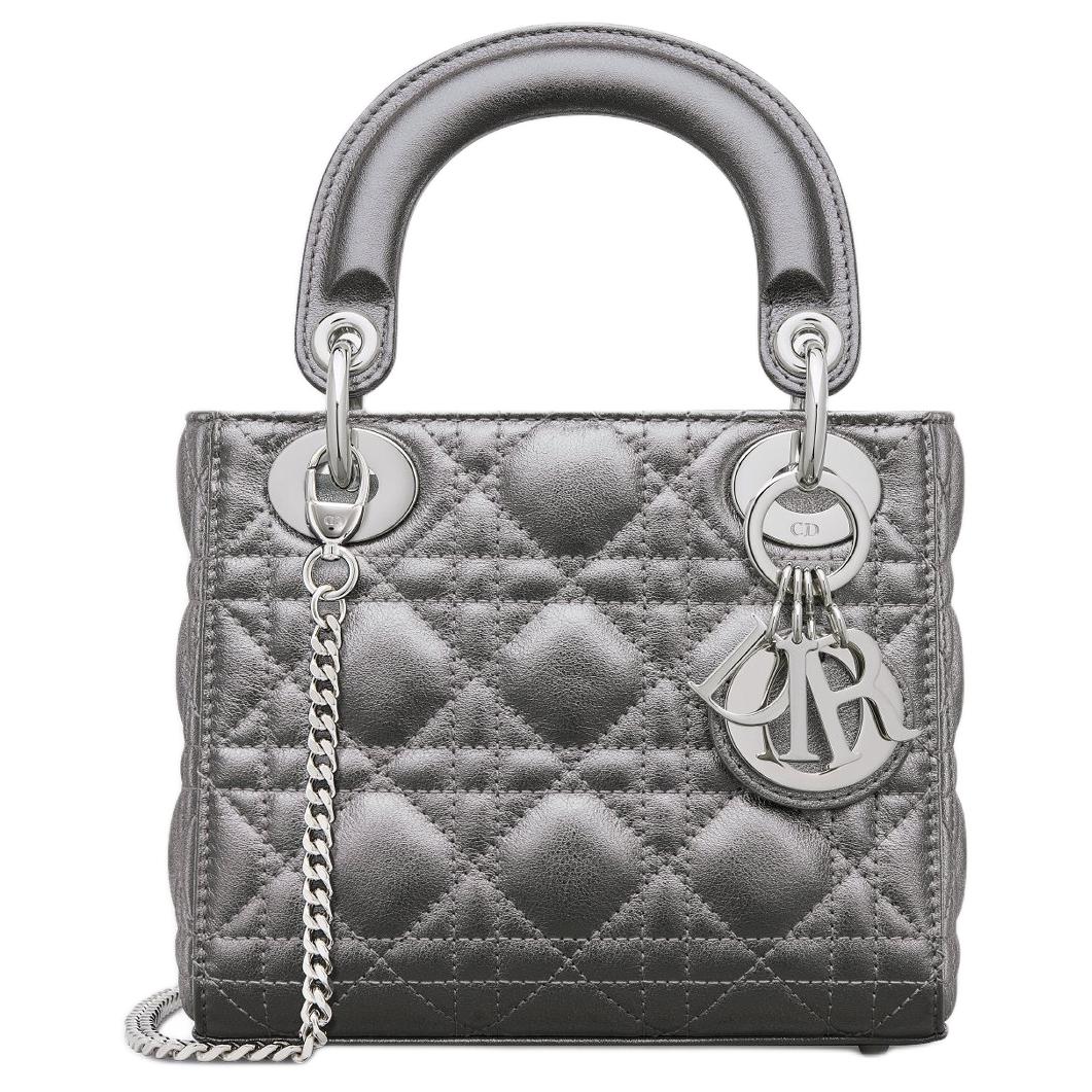 DIOR Lady Dior Calfskin Shoulder Bag, Crossbody Bag, Handbag Mini Women's Silver