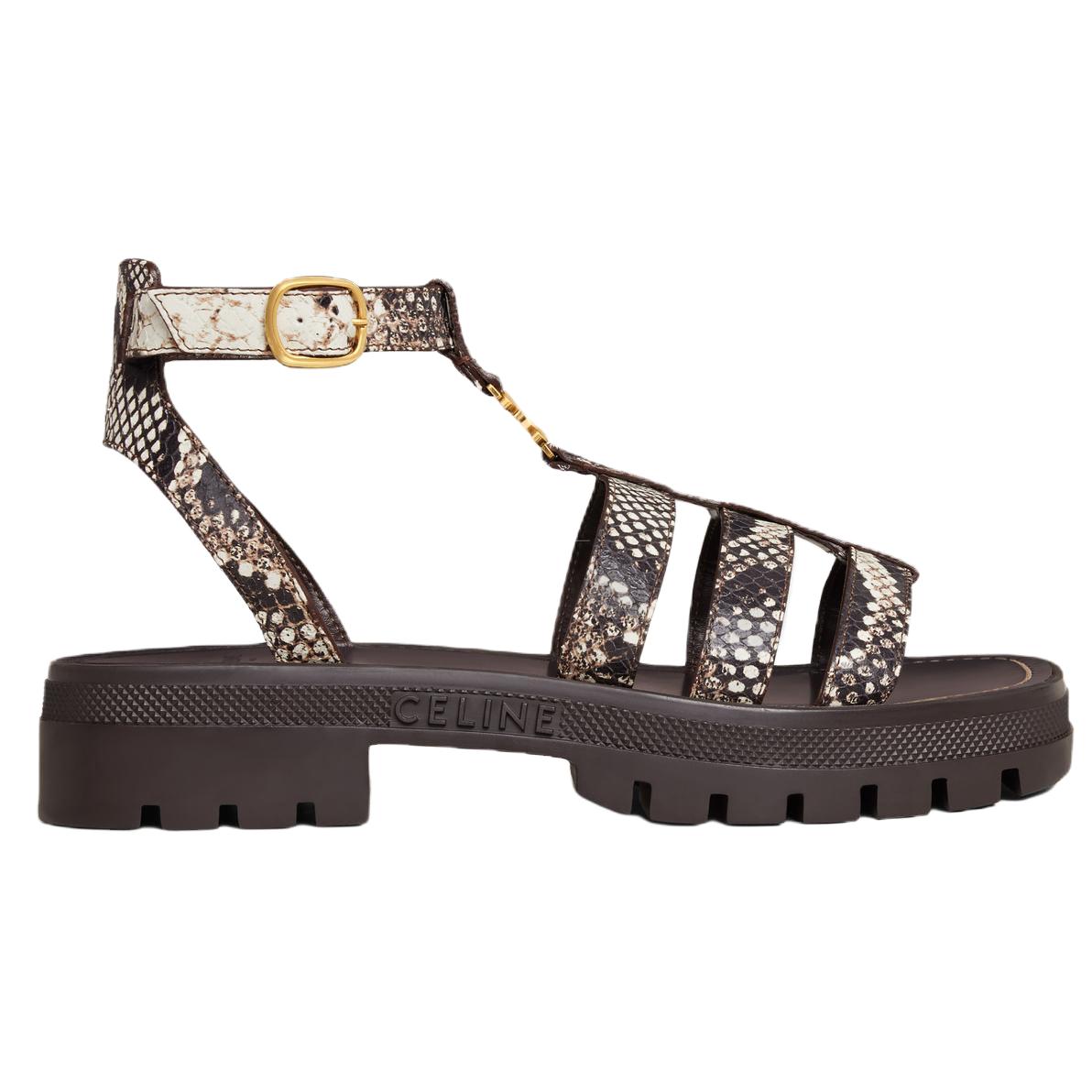 CELINE Clea Triomphe Roman Sandals 4cm Women's Dark Brown