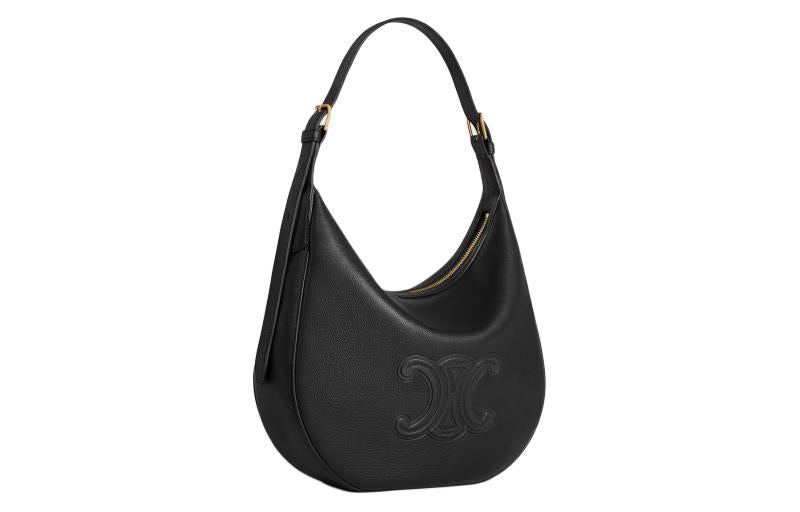 CELINE Calfskin Handbag, Shoulder Bag Women's Black