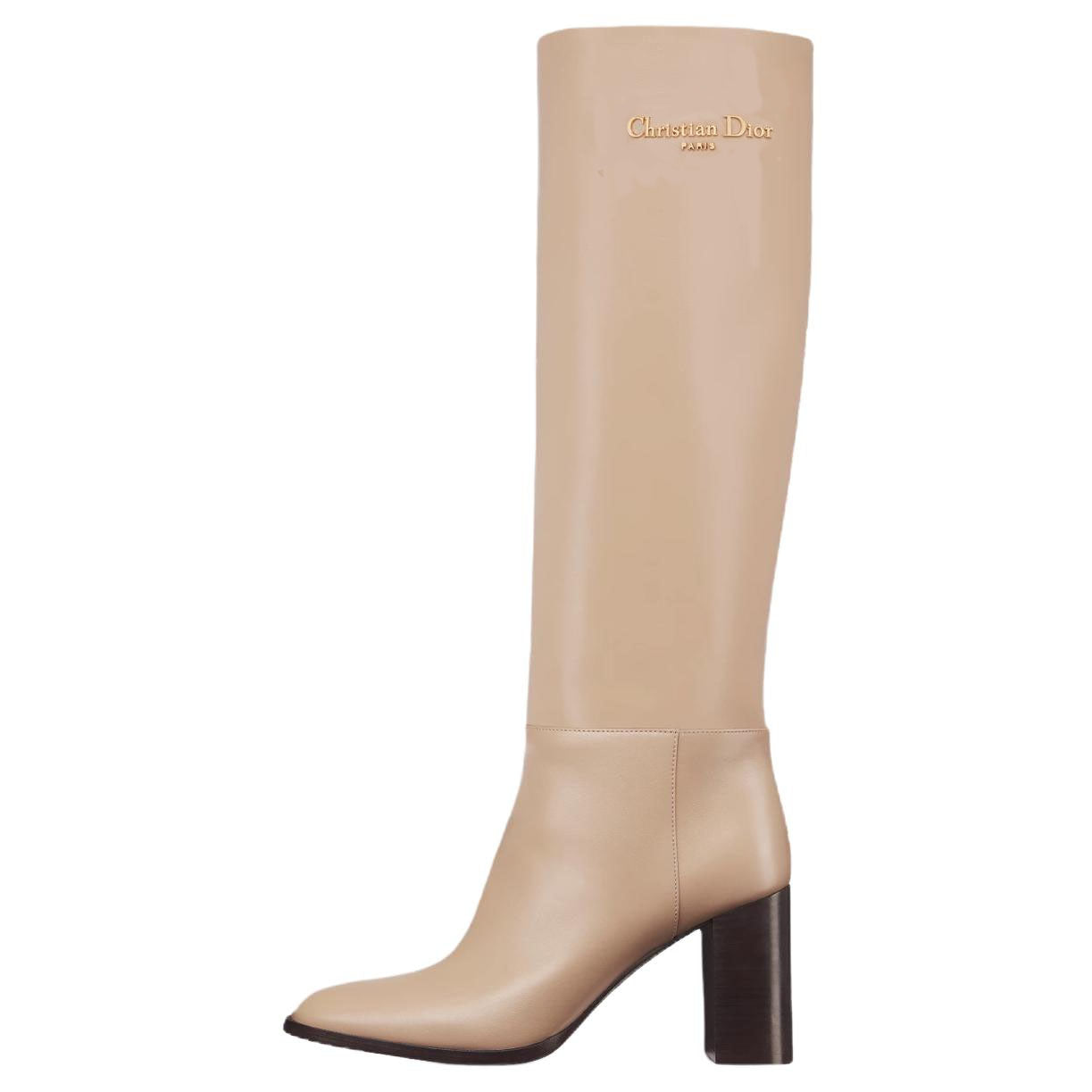 DIOR D-Town Knee-high Boots 8cm Women's Light Brown