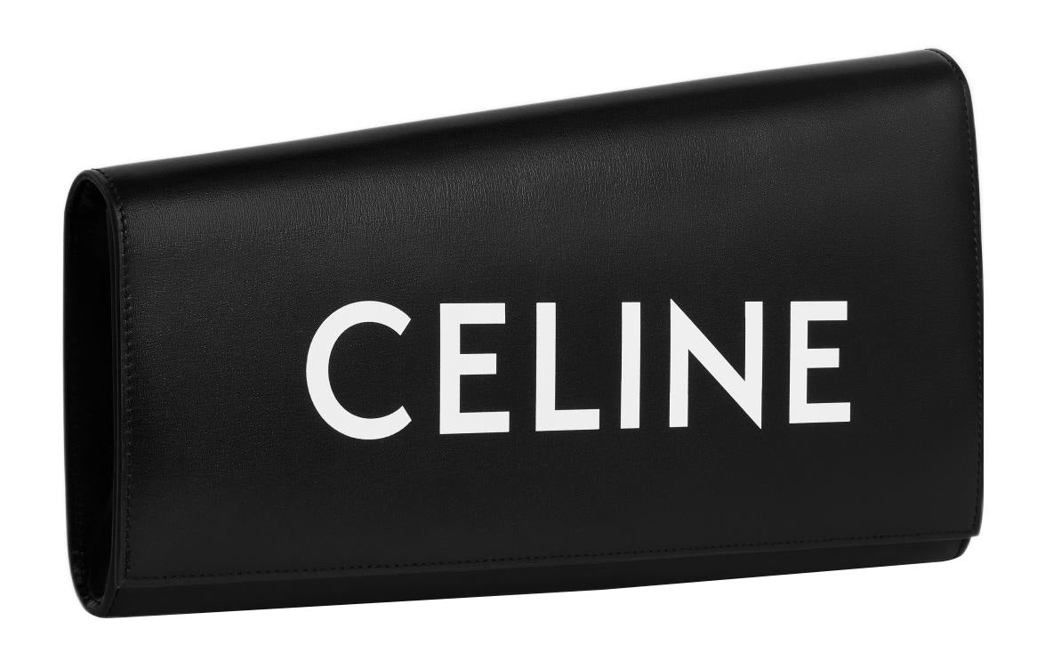 CELINE Cow Leather Clutch Women's Black