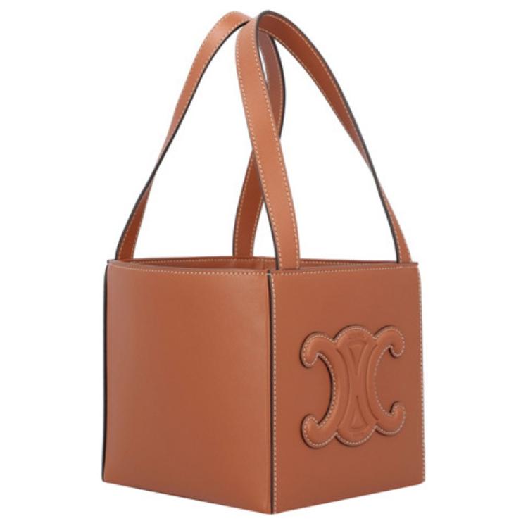 CELINE Cuir Triomphe Smooth Cow Leather Tote Bag Shopping Bag One Shoulder Handbag Women's Tawny