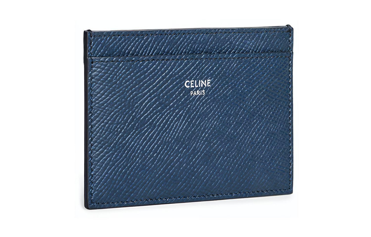 CELINE Cow Leather Card Holder Mini Men's Navy