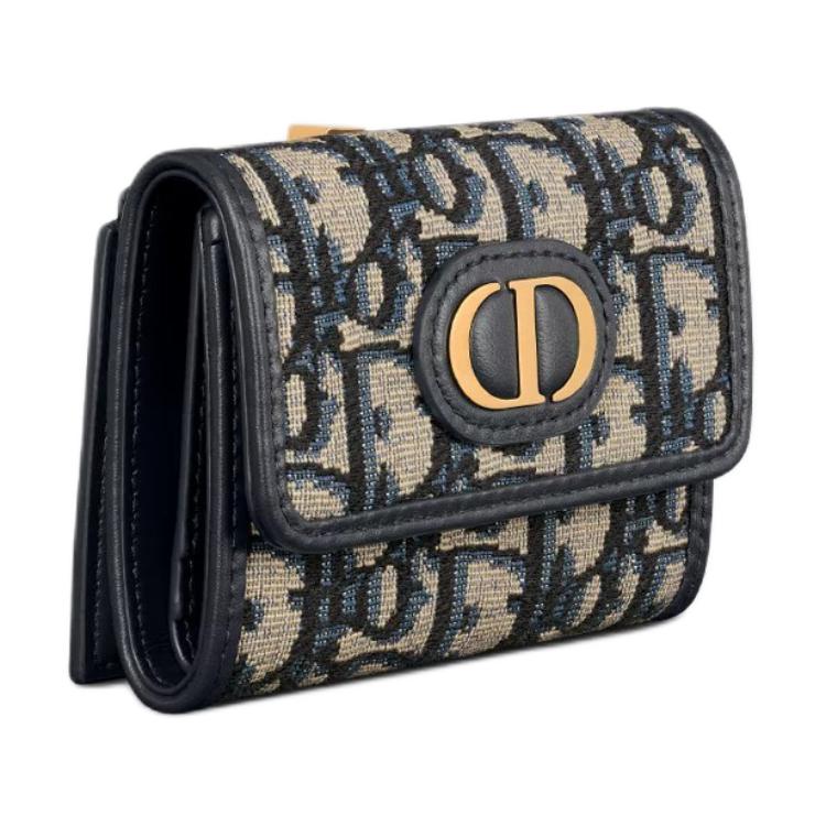 DIOR 30 Montaigne Calfskin With Cotton Wallet Women's Brown