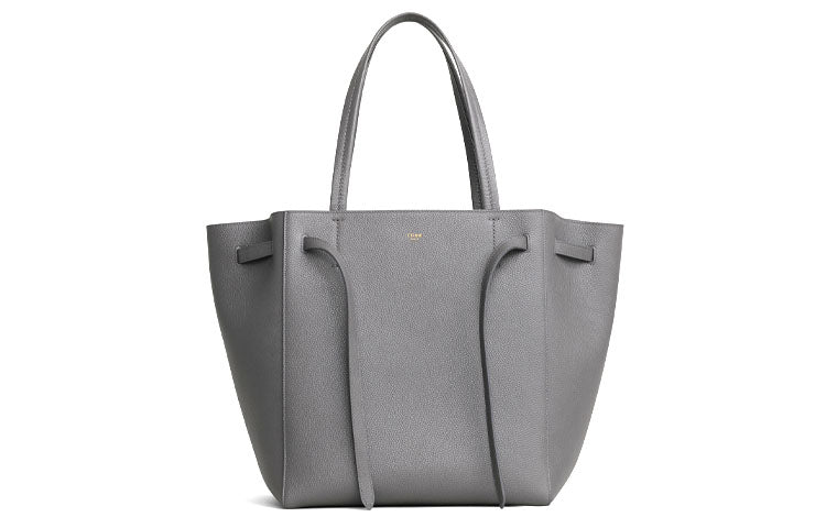 CELINE Cow Leather Tote Bag Shopping Bag Shoulder Bag Handbag Small Size Women's Gray