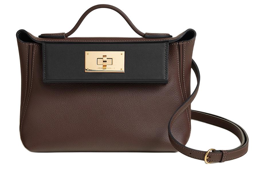 HERMES 24/24 Evercolor With Swift Calfskin Shoulder Bag Crossbody Bag Handbag Mini Women's Mocha Pong Black