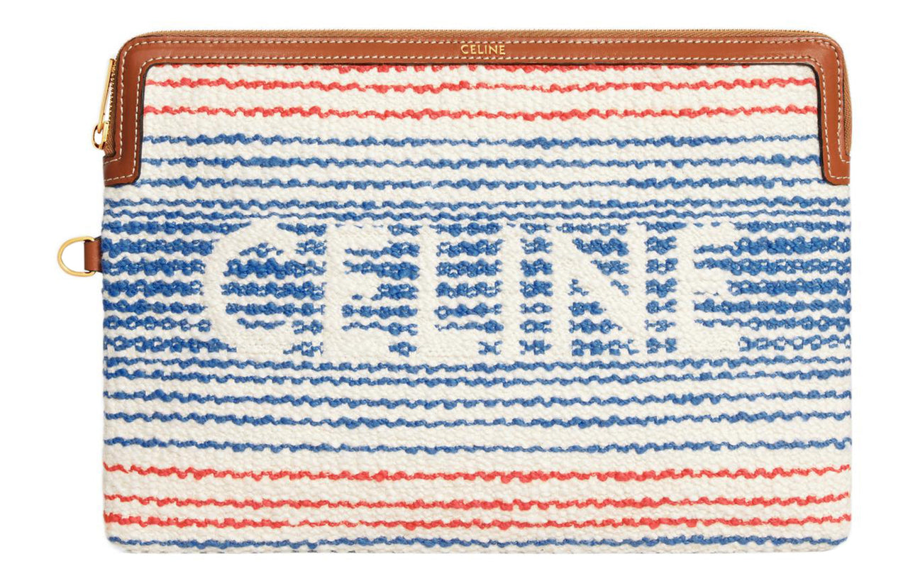 CELINE Fabric With Calfskin Clutch Small Size Women's Multicolor
