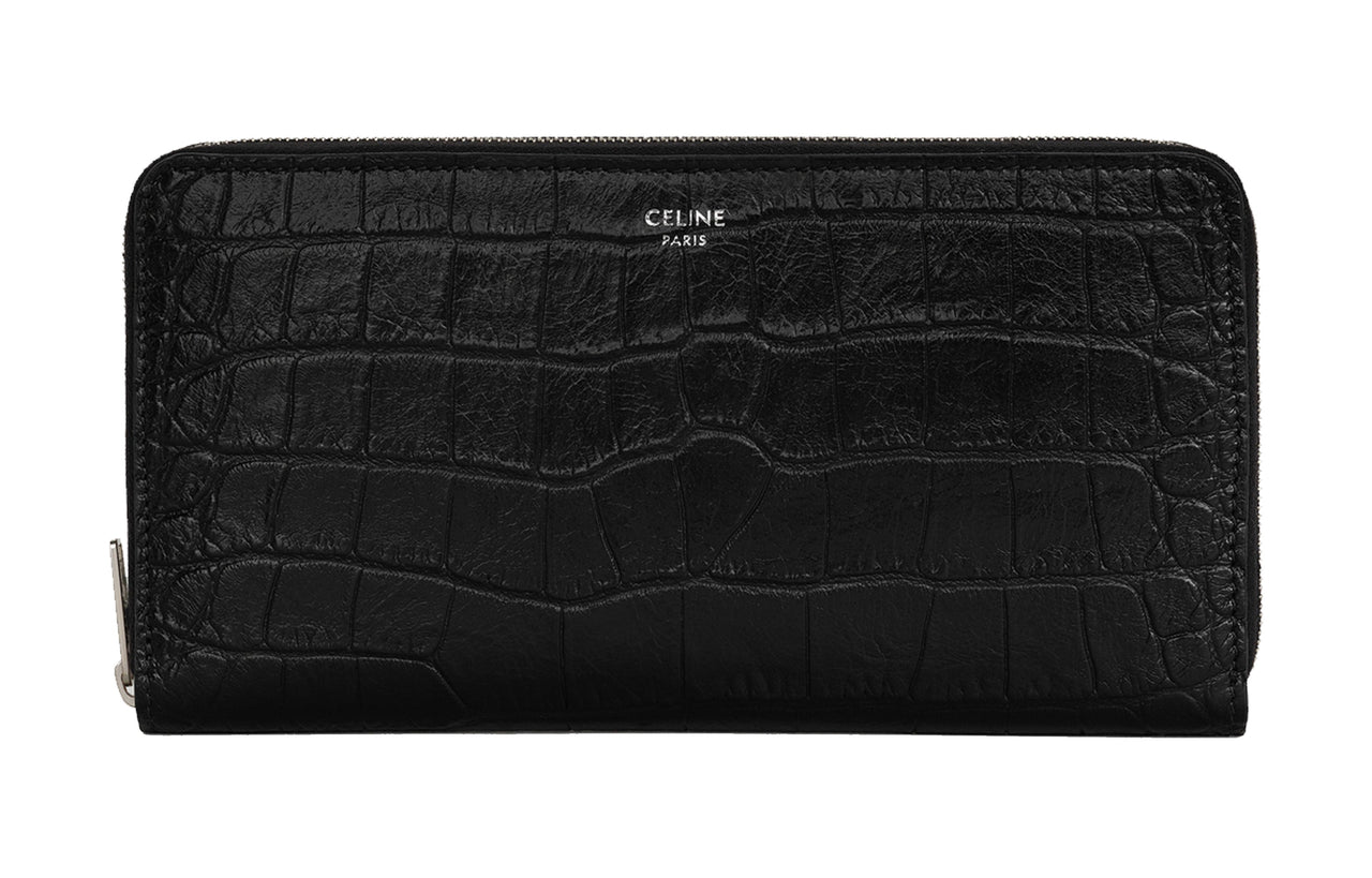 CELINE Calfskin Clutches Wallets Large Size Men's Black
