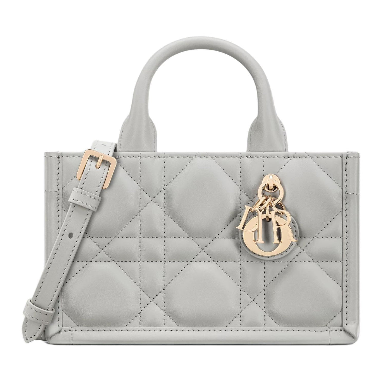 DIOR BookTote Extra Large Wicker Pattern Cow Leather Shoulder Bag Crossbody Bag Handbag Mini Women's Mist Gray