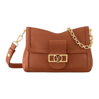 LOUIS VUITTON Dauphine Soft Calfskin Daphne Handbag Shoulder Bag Medium Size Women's Cognac Brown