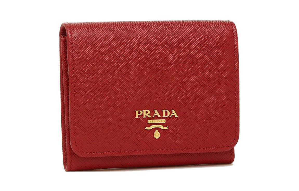 PRADA Cow Leather Coin Purses Wallets Regular Women's Red