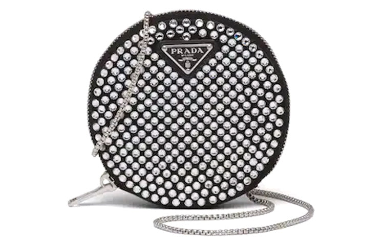 PRADA Crystal Shoulder Bag, Crossbody Bag Women's Black
