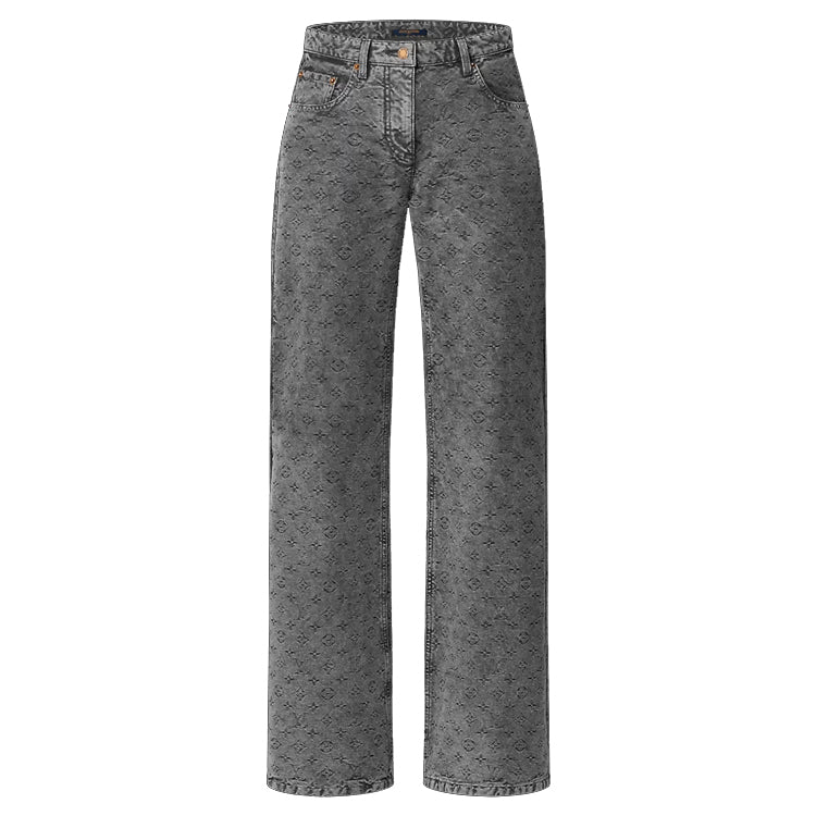 LOUIS VUITTON Vintage-Effect Monogram Flared Jeans