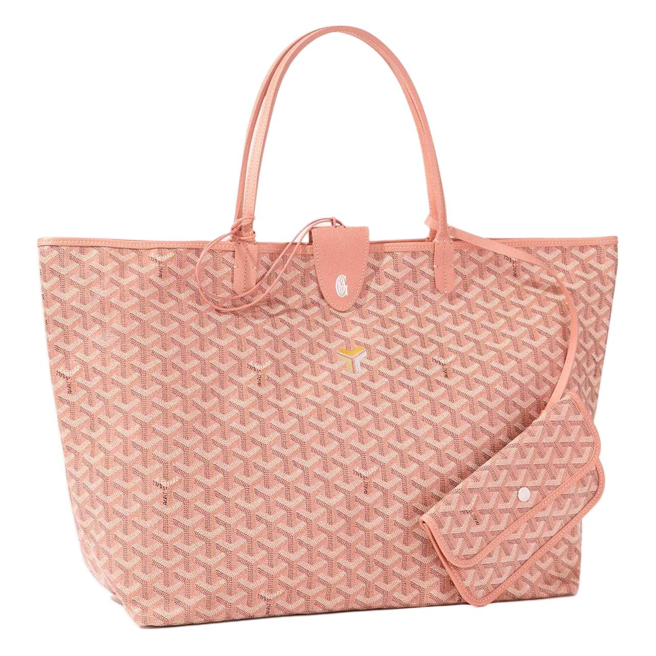 GOYARD Saint Louis Canvas With Leather Handbag Large Size Women's Coral Pink