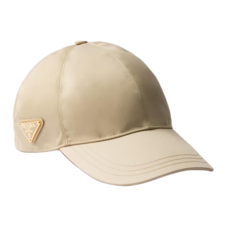 PRADA Enamel, Fabric, Metal Baseball Caps Women's Beige