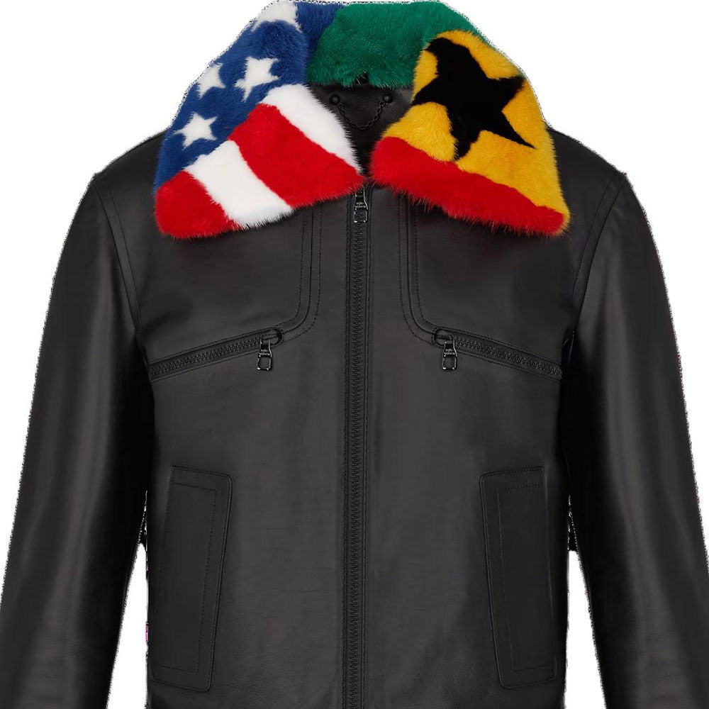 LOUIS VUITTON FW22 Leather Jacket Men's Black