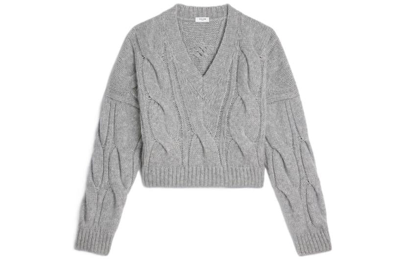 CELINE Cashmere Sweaters Women's Light Gray