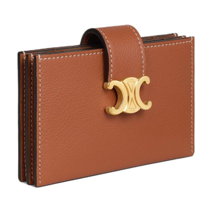 CELINE Calfskin Card Holder Women's Brown