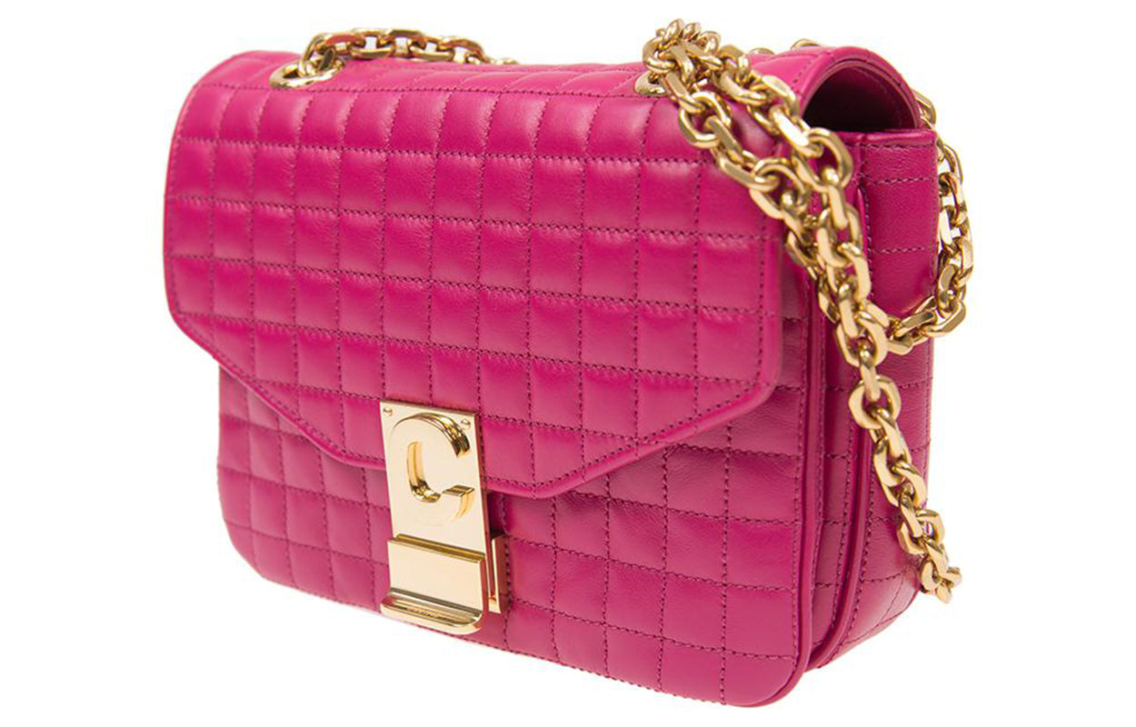 CELINE Calfskin Crossbody Bag Shoulder Bag Women's Pink
