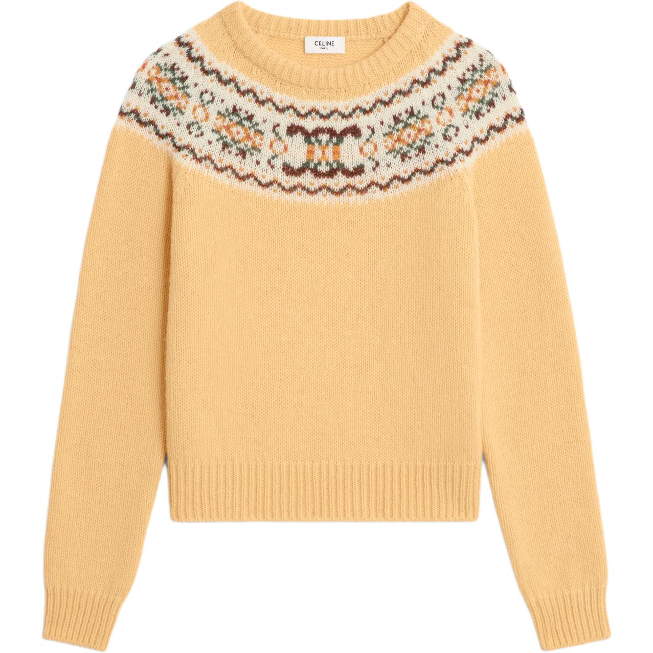 CELINE Crew Neck Sweater In Triomphe Fair Isle Wool
