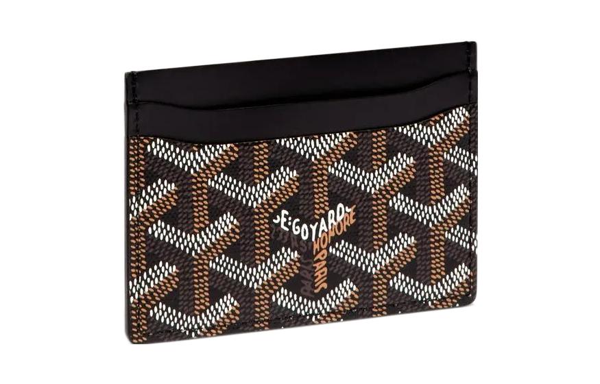 GOYARD Saint-Sulpice Canvas With Leather Card Clip Card Holder Unisex Black/White/Blue White Stripe