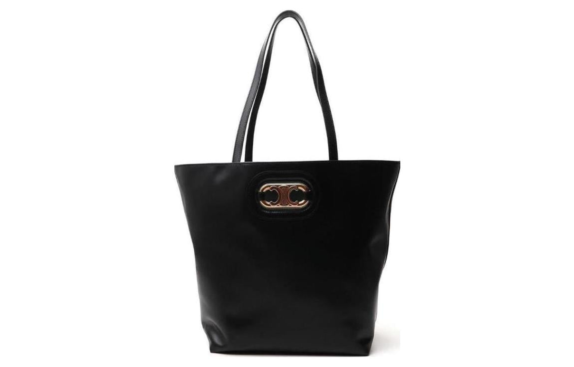 CELINE Genuine Leather Tote Bag Shopping Bag Handbag Women's Black