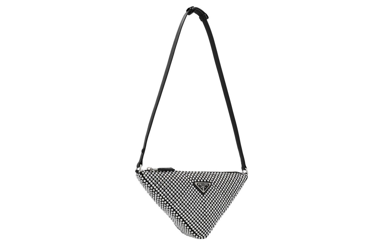 PRADA Crystal Studded Satin Pouch Crystal