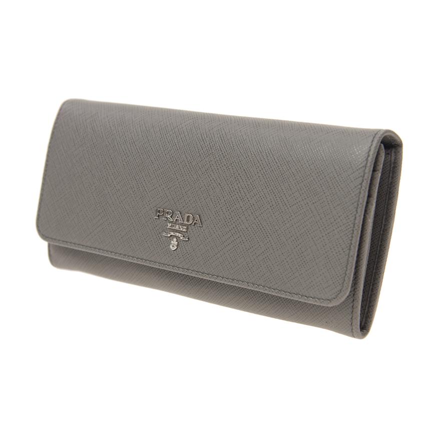 PRADA Cow Leather Wallet Unisex Gray