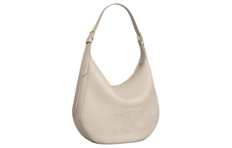 CELINE Calfskin Handbag Shoulder Bag Women's Light Stone Color