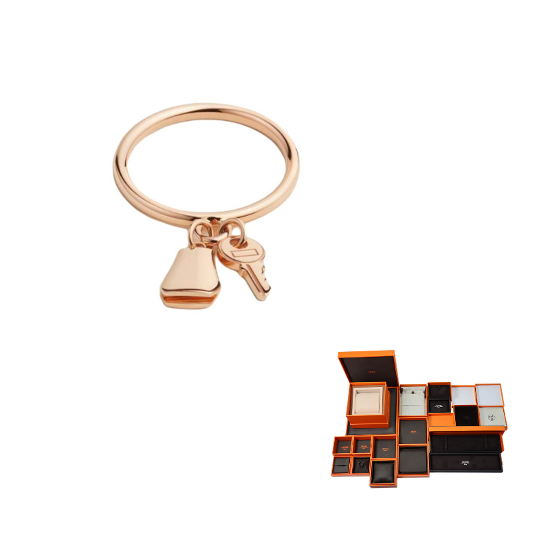 HERMES 18K Rose Gold Rings Women's Rose Gold