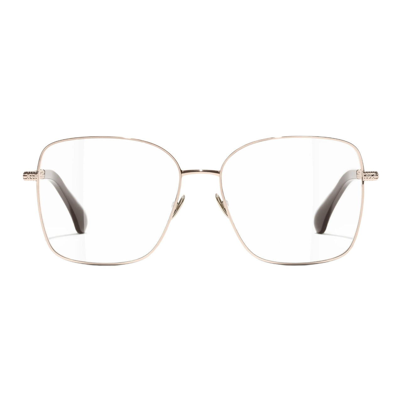 CHANEL Metal Square Eyeglass Frames Women's Rose Gold