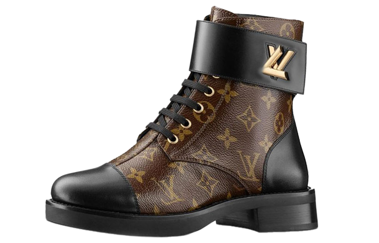 حذاء مارتن من قماش مونوغرام من LOUIS VUITTON Lv Wonderland بني للنساء