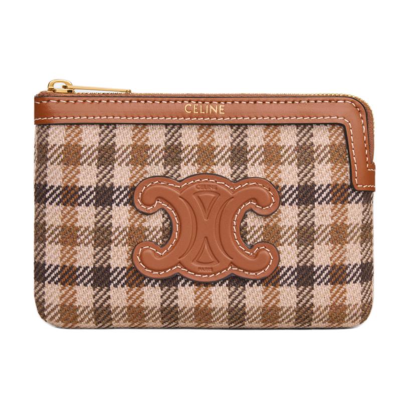 CELINE Fabric Coin Purses Card Holders Women's Brown & Multicolor