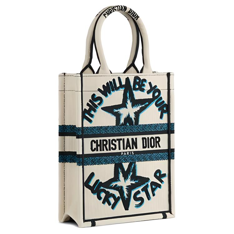 DIOR BookTote Embroidery Shoulder Bag Crossbody Bag Handbags Women's White