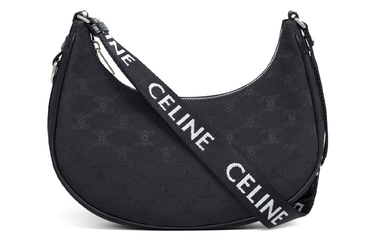 CELINE Cow Leather Handbag Shoulder Bag Handbag Shoulder Bag Medium Size Men's Black
