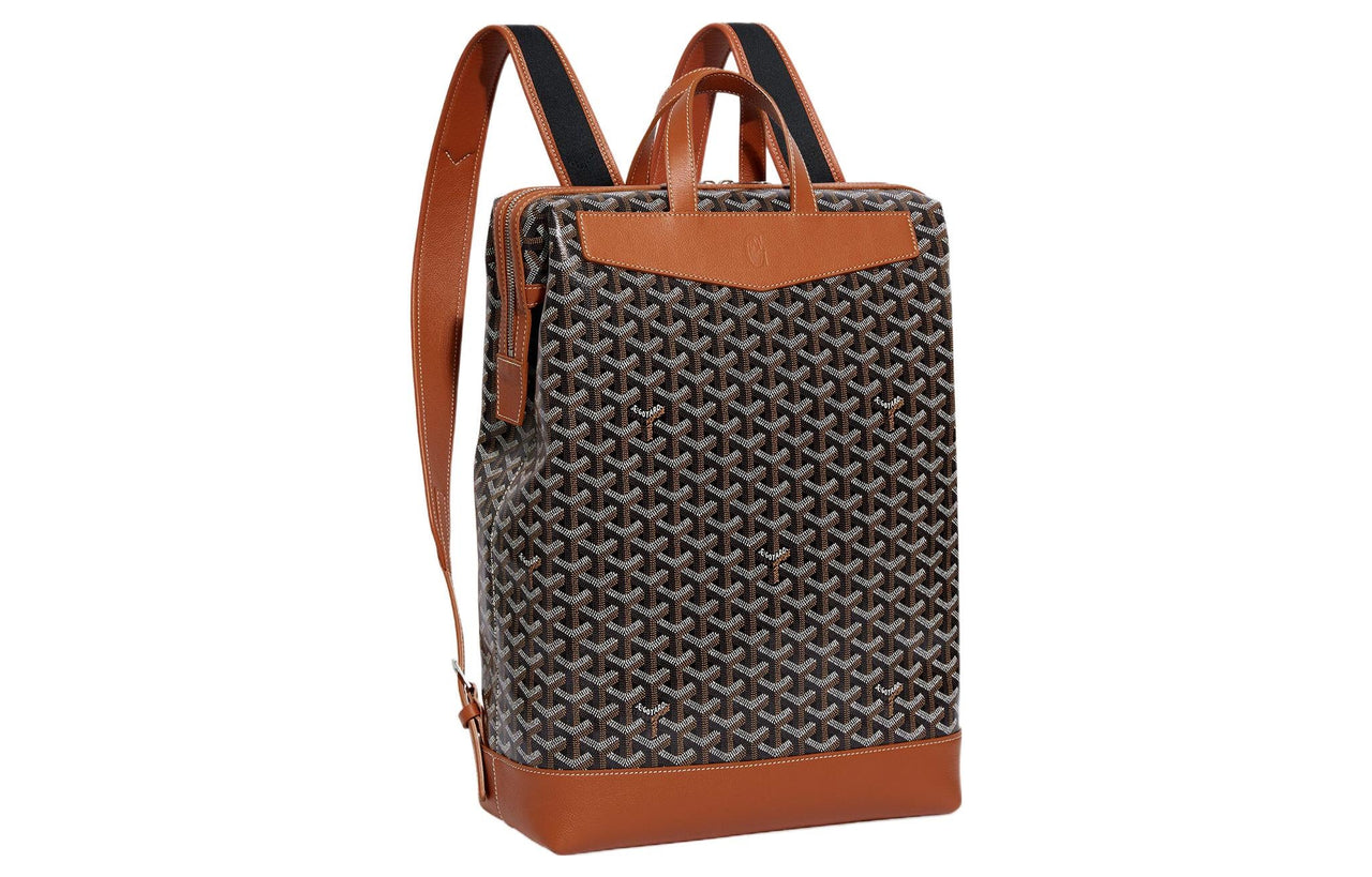 GOYARD Cisalpin Canvas Leather Backpack Unisex Black/Tan