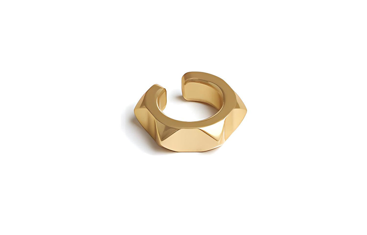 HERMES Aluminum Alloy Metal Clip-On Earrings Women's Gold