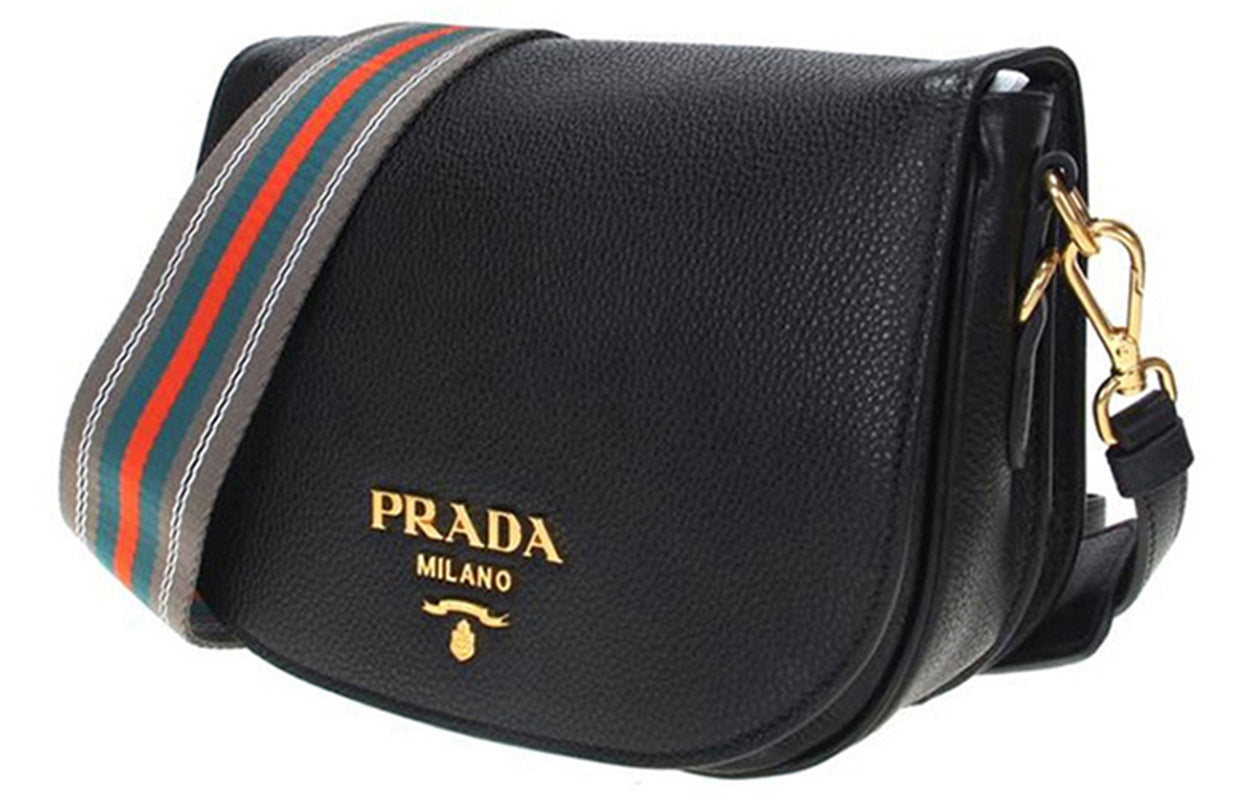 PRADA Cow Leather Crossbody Bag Women's Black