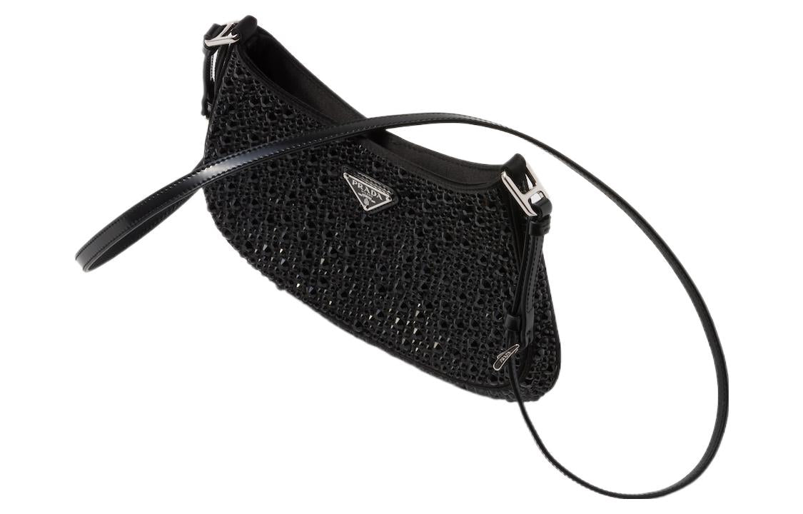 PRADA Cleo Fabric Shoulder Bag Women's Black