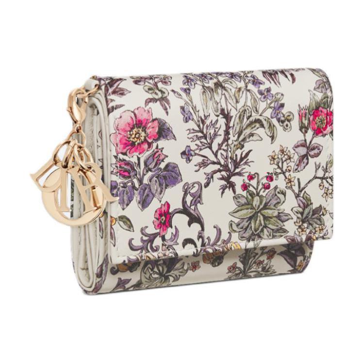DIOR Lady Dior Calfskin Wallet Women's Latte