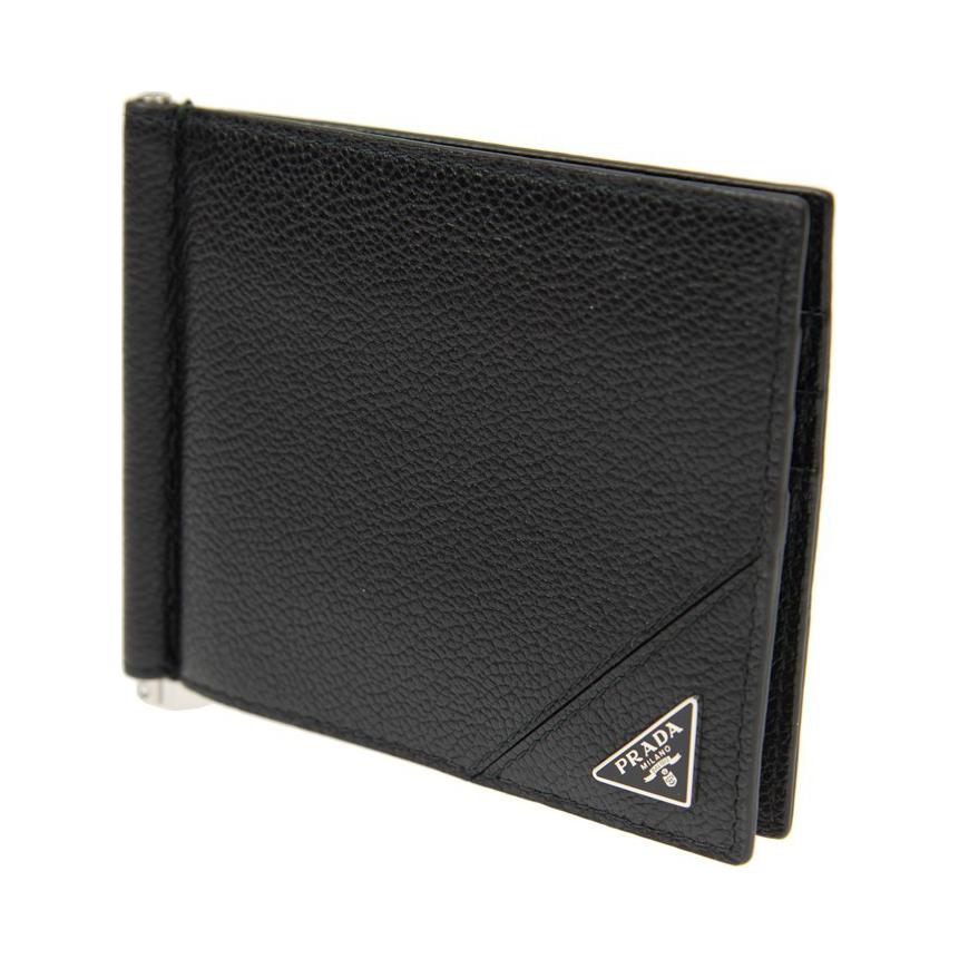 PRADA Cow Leather Card Holder Men's Black
