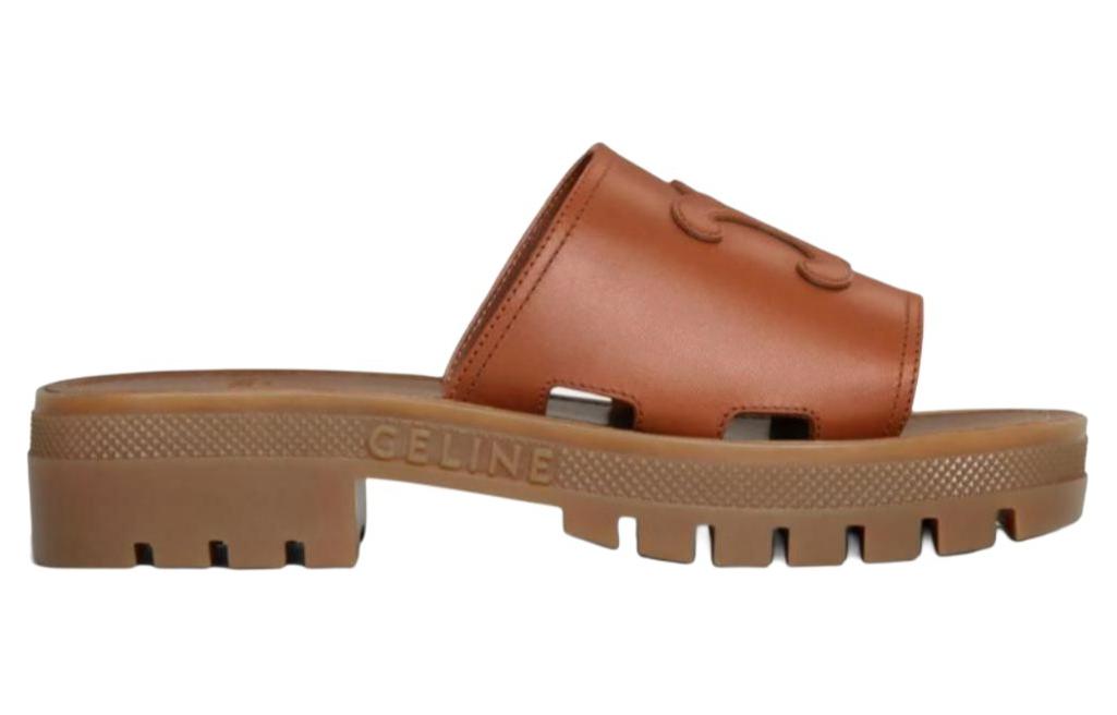 CELINE Abrasion Resistant Slide Slippers Women's Brown