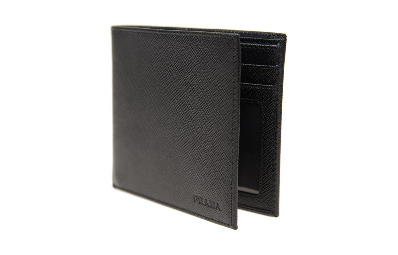 PRADA Cow Leather Wallet Men's Black