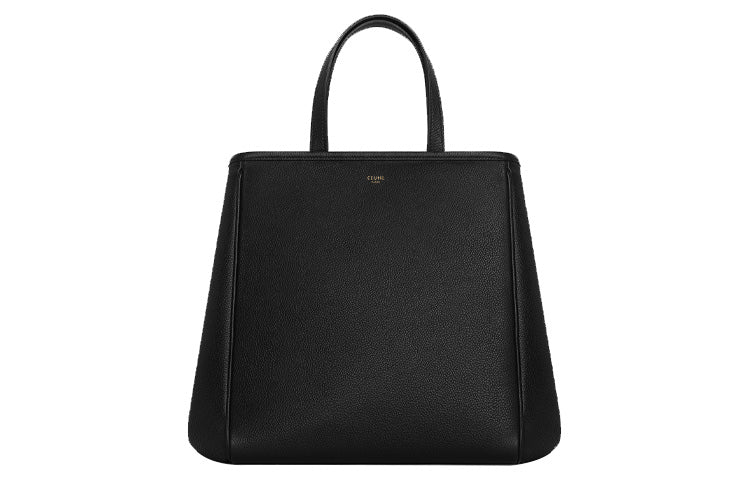 CELINE Cabas Grained Calfskin Tote Bag Shopping Bag Handbag Shoulder Bag Small Size Women's Black